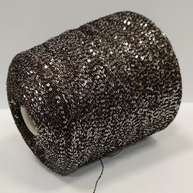 Пряжа Luxury Production Ri.Go Sequins, с пайетками в бобинах, шоколад/серебро