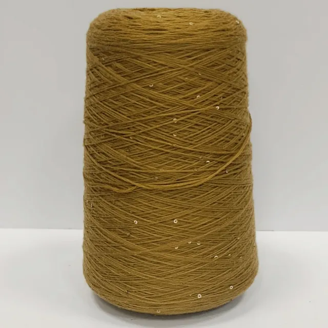 Пряжа Loro Piana Supercashmere paillettes, кашемир бобинный, горчица