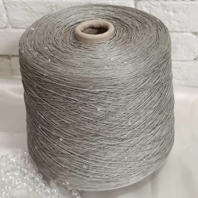Пряжа G&G Filati Lino Missoni, лён бобинный, сталь/пайетки
