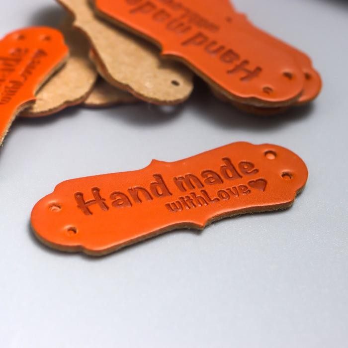 Нашивка Hand Made, кожа в ассортименте цвет в ассортименте