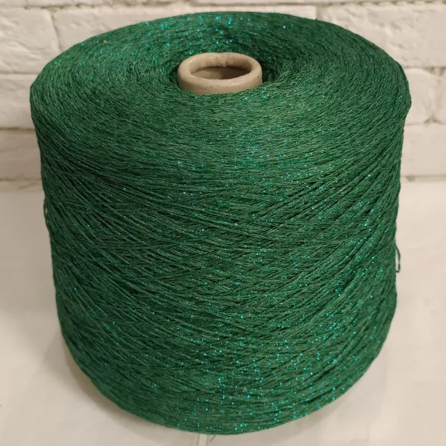 Пряжа Fashion Mill Galante, с люрексом в бобинах, изумруд люрекс