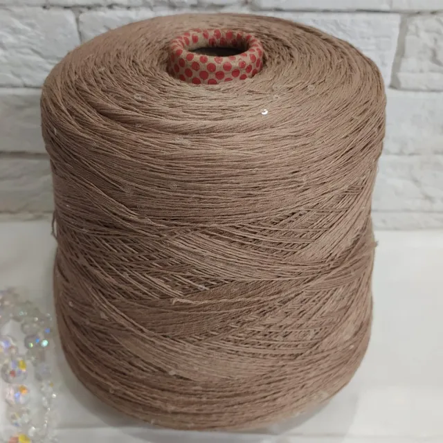 Пряжа D&C Yarns Paillux, с пайетками в бобинах, темный беж/прозрачные