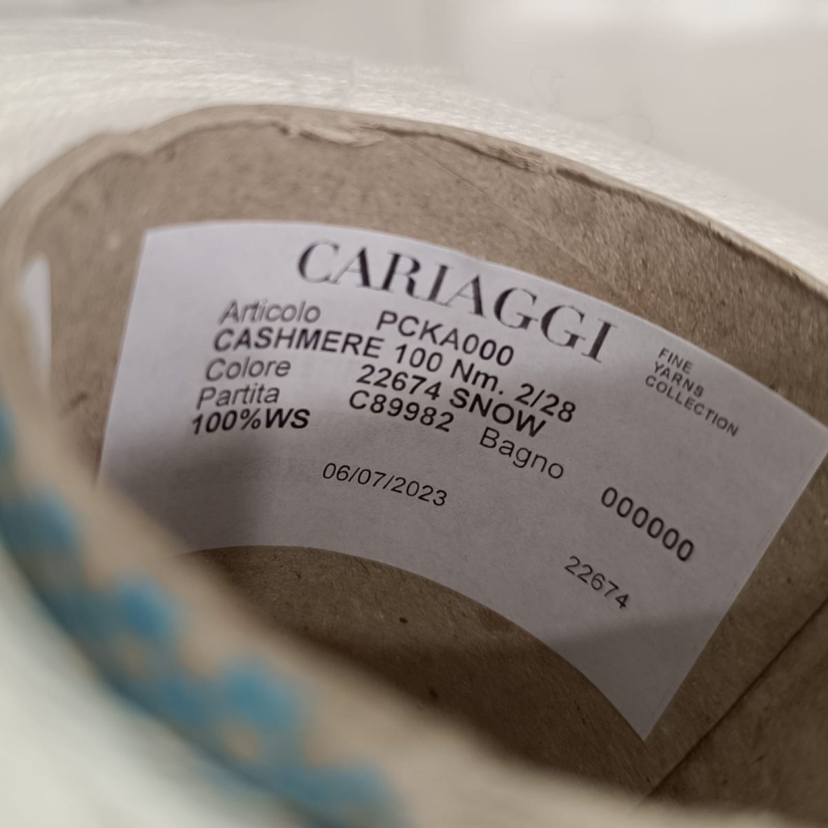 Пряжа Cariaggi Cashmere, кашемир бобинный, белый