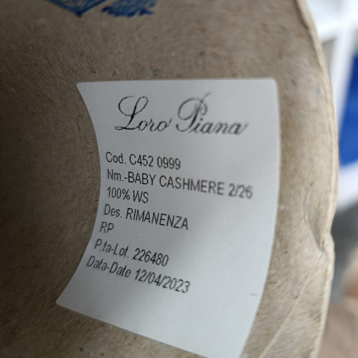 Пряжа Loro Piana Baby Cashmere, кашемир бобинный, овсянка цвет овсянка