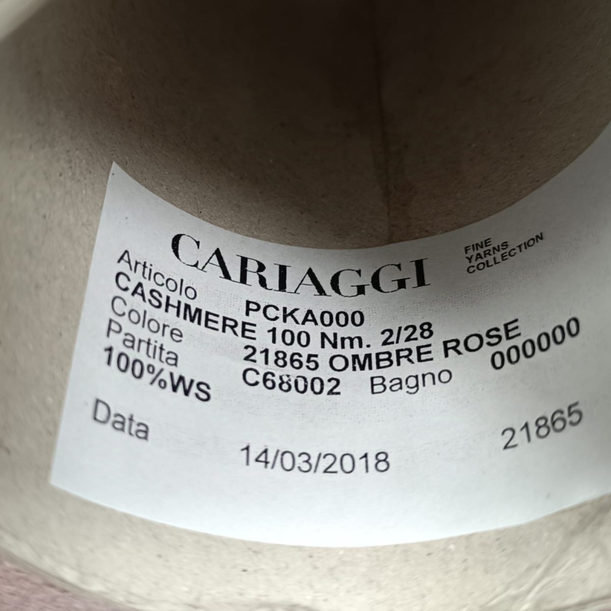 Пряжа Cariaggi Cashmere, кашемир бобинный, роза омбре