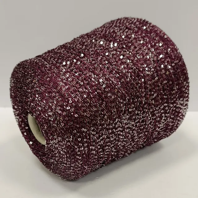 Пряжа Luxury Production Ri.Go Sequins, с пайетками в бобинах, амарант/серебро
