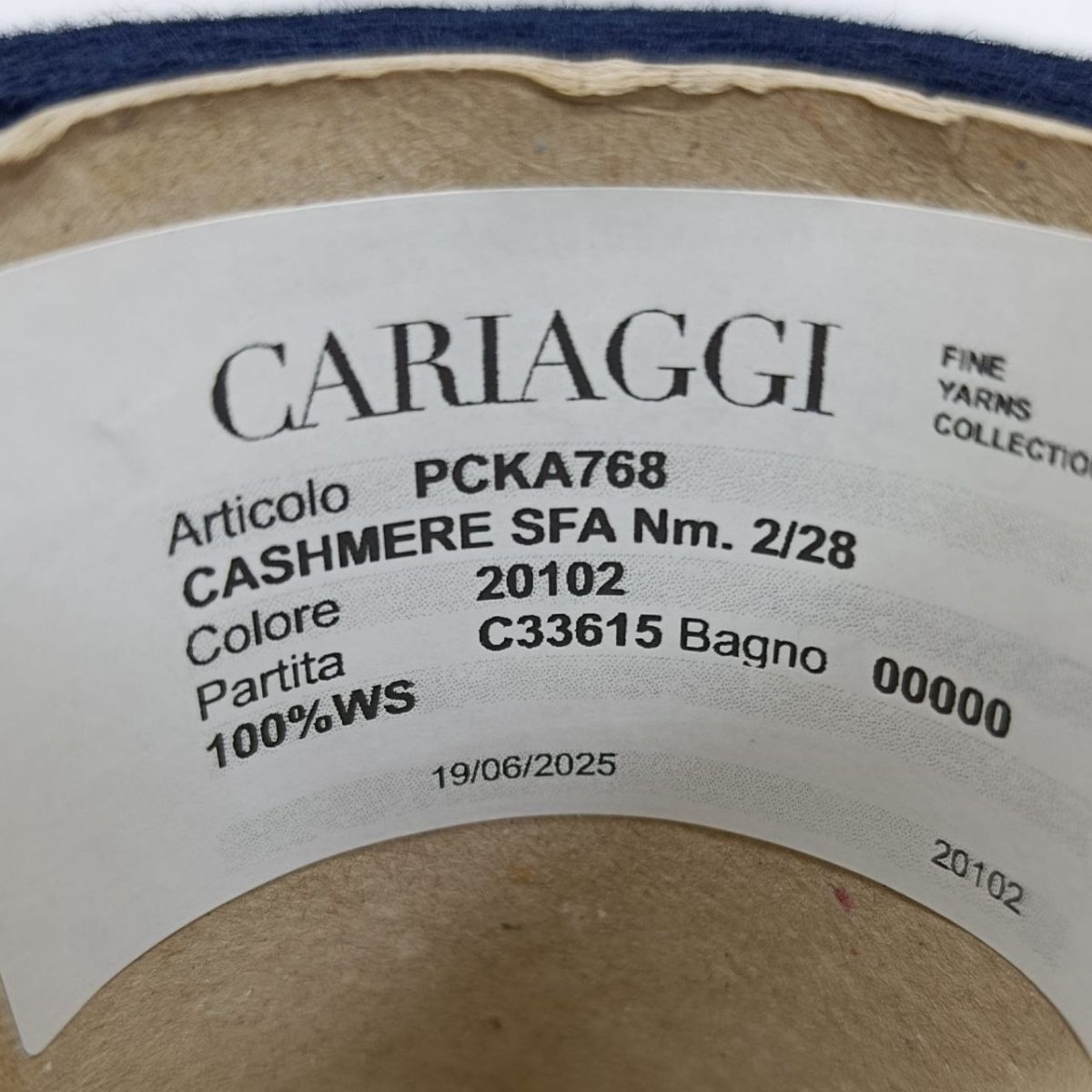 Пряжа Cariaggi Cashmere, кашемир бобинный, темно-синий