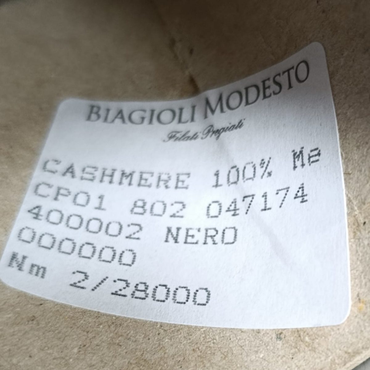 Пряжа Biagioli Modesto Cashmere, кашемир бобинный, черный