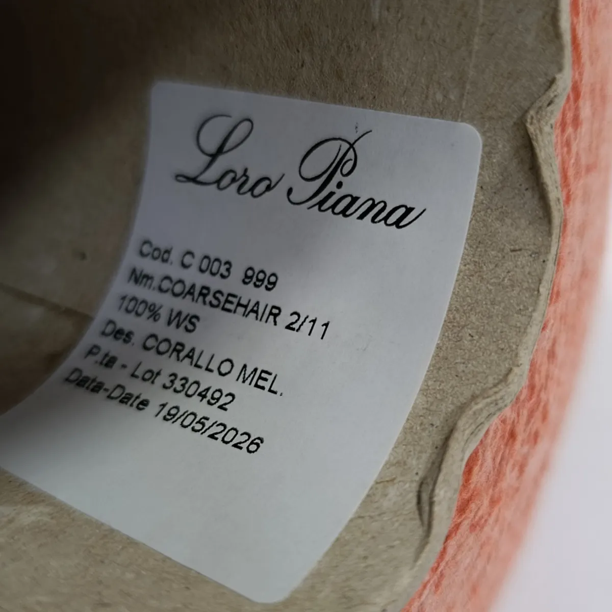 Пряжа Loro Piana Coarsehair, кашемир бобинный, коралл меланж