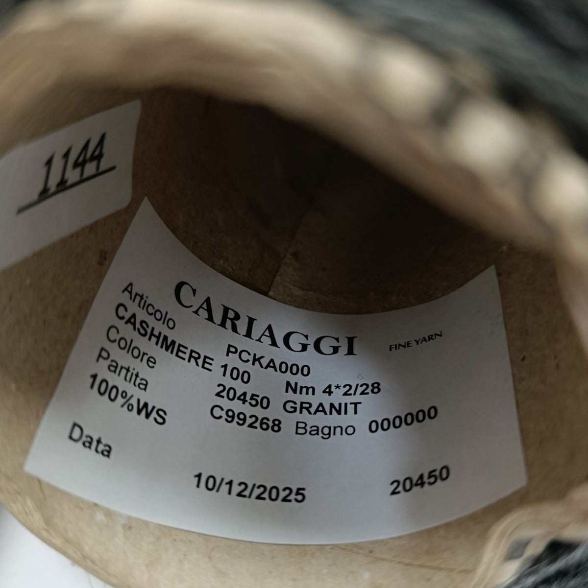 Пряжа Cariaggi Cashmere, кашемир бобинный, гранит