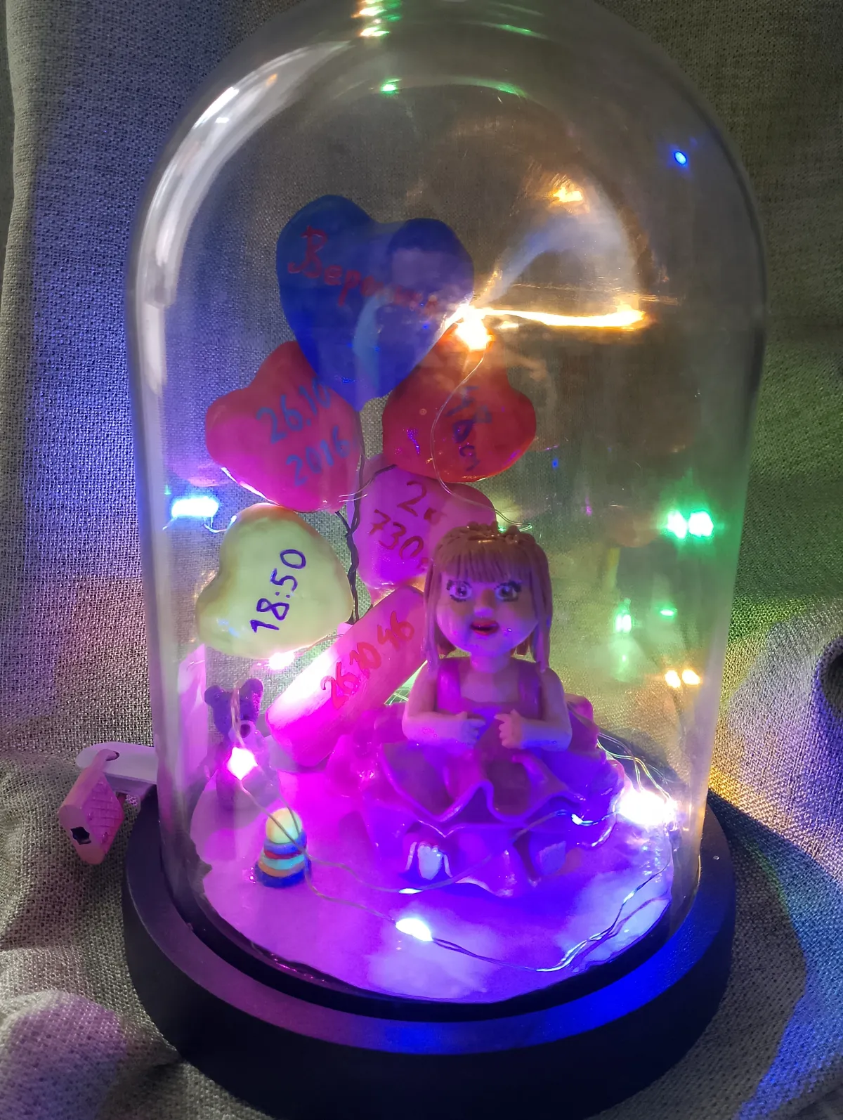 Капсула времени подарок для ребенка: фигурка по фото под куполом
