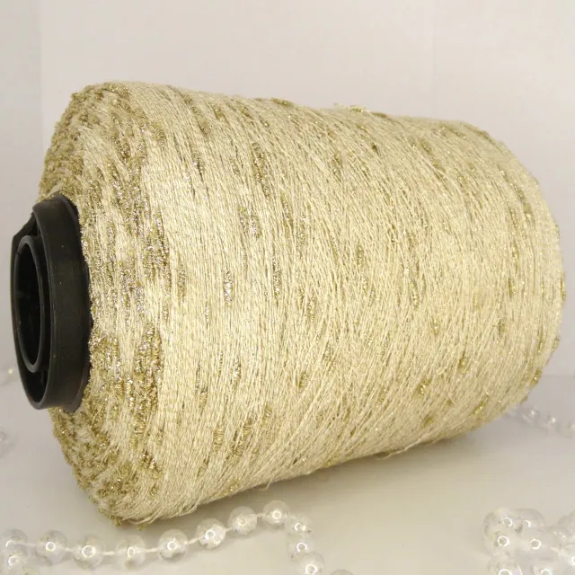 Пряжа Nodino Lurex, с люрексом в бобинах, белый с золотом
