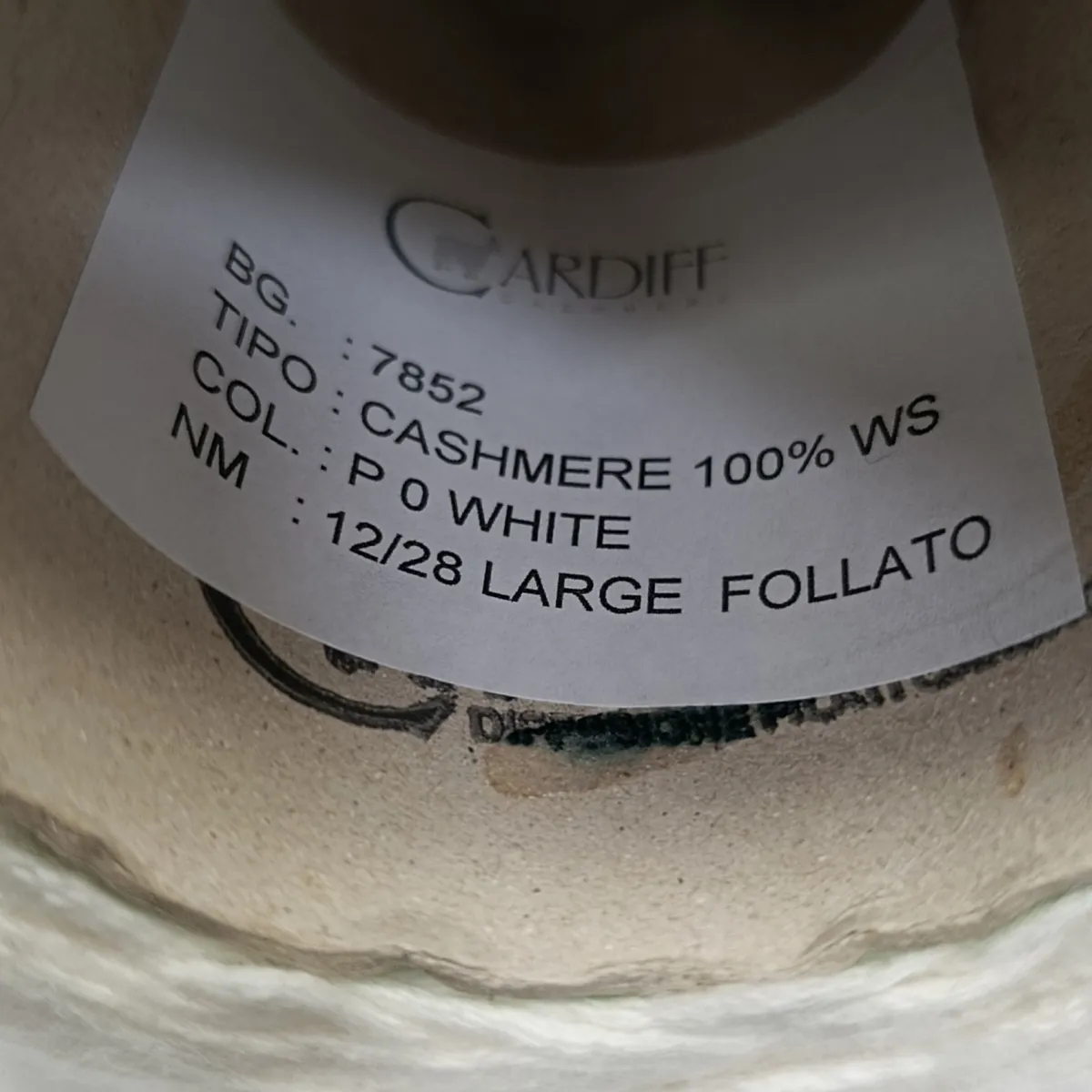 Пряжа Cardiff Cashmere, кашемир бобинный, белый