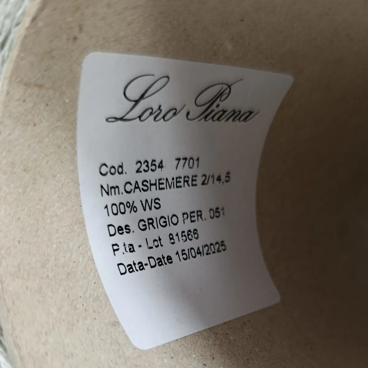 Пряжа Loro Piana Cashmere, кашемир бобинный, перла
