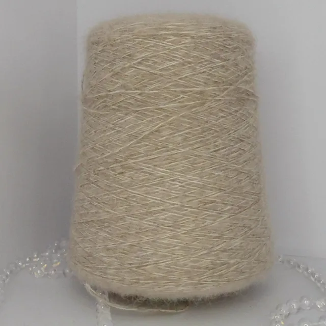 Пряжа Nuovo Yarn Lusso, кидмохер бобинный, молочный/беж