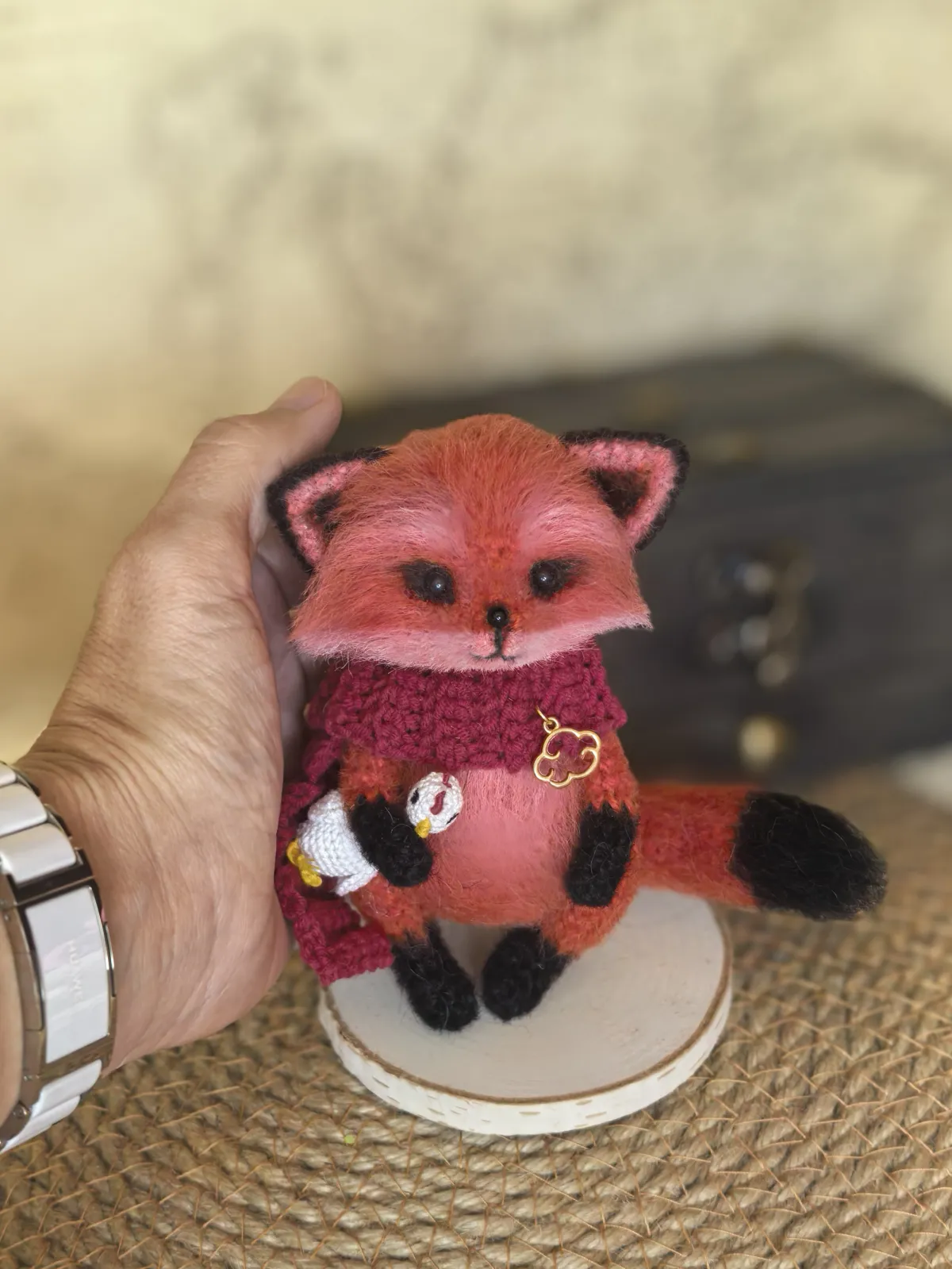 Вязаная игрушка рыжая лиса, цвет Рыжий