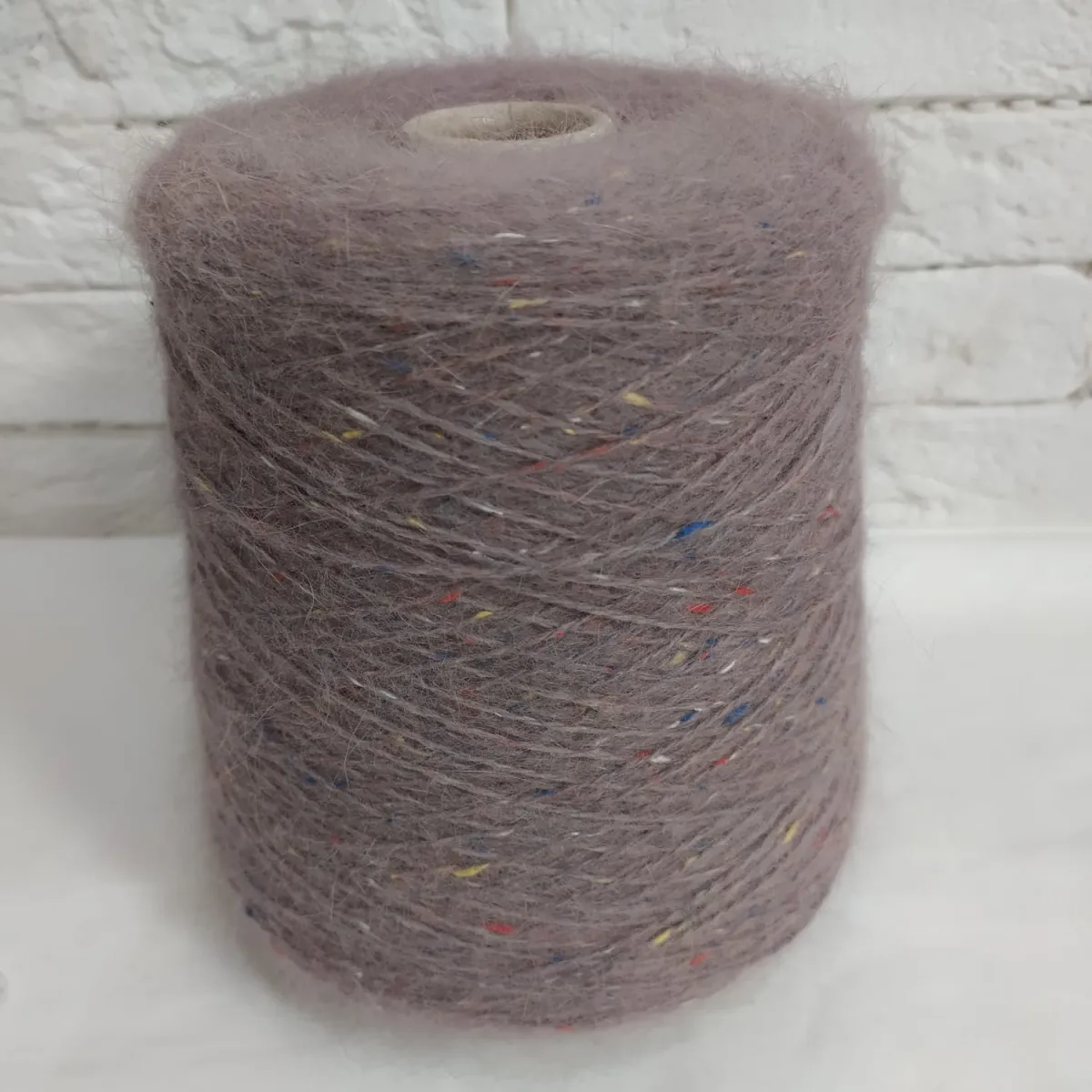 Пряжа Stock Yarn Italy Angora Tweed, ангора бобинная, темный тауп твид цвет темный тауп твид
