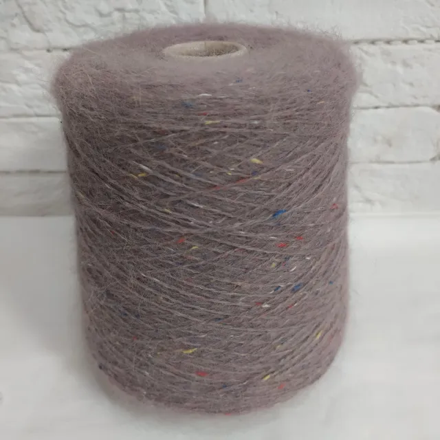 Пряжа Stock Yarn Italy Angora Tweed, ангора бобинная, темный тауп твид