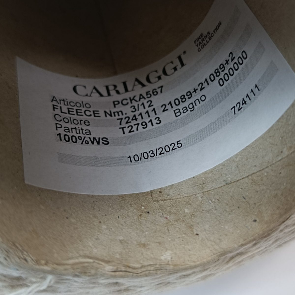 Пряжа Cariaggi Fleece, кашемир бобинный, овсянка