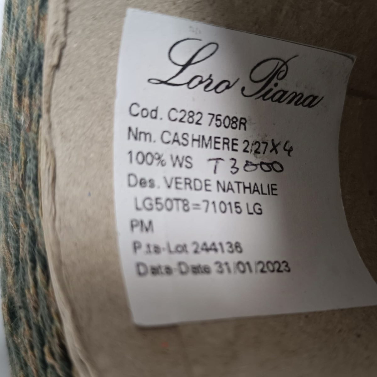 Пряжа Loro Piana Cashmere, кашемир бобинный, милитари цвет милитари
