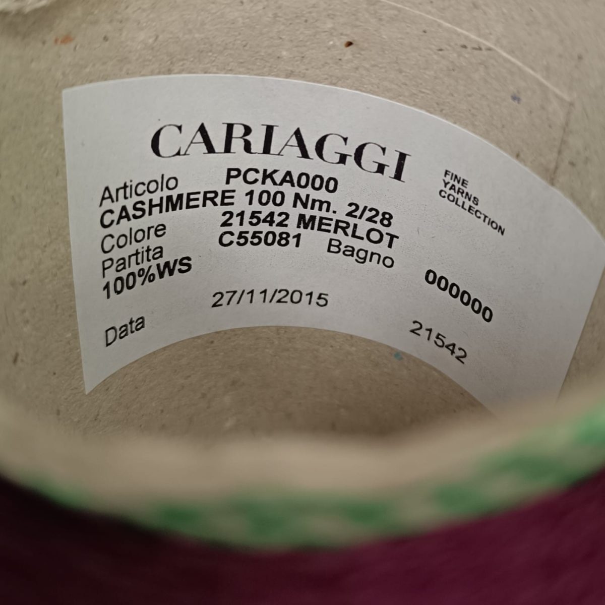 Пряжа Cariaggi Cashmere, кашемир бобинный, мерло
