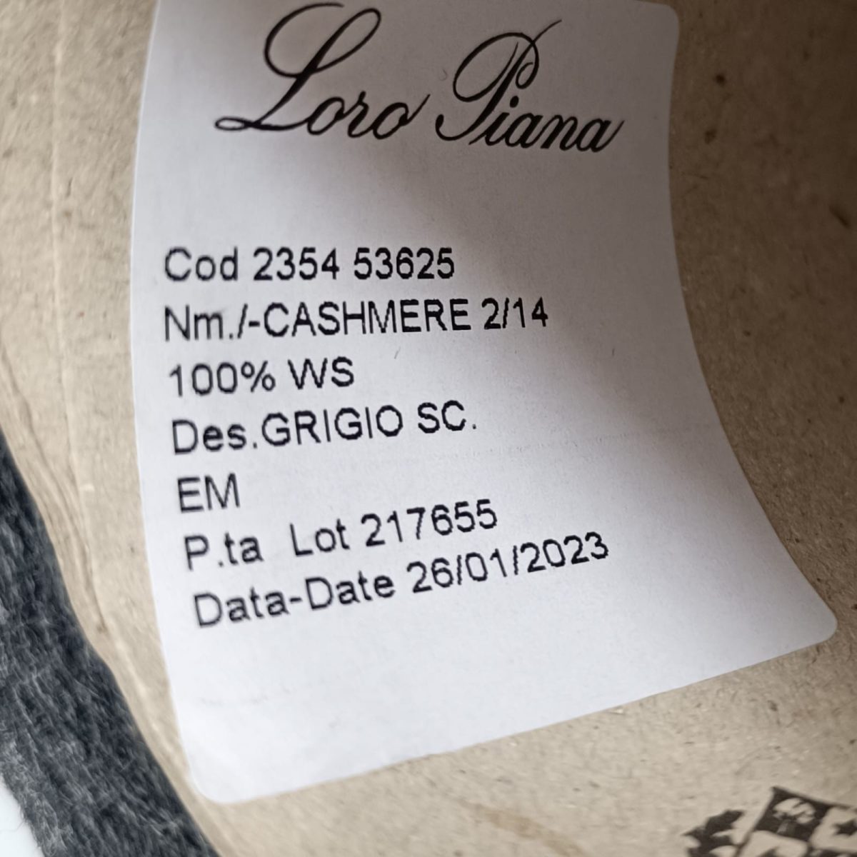 Пряжа Loro Piana Cashmere, кашемир бобинный, графит цвет графит