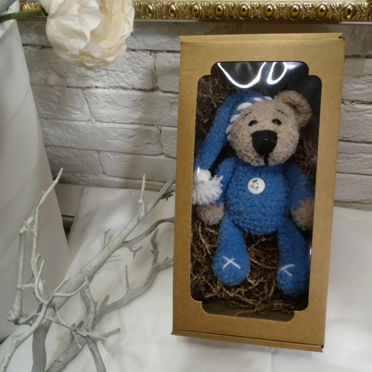 Игрушка Мишка в голубой пижаме, 18 см