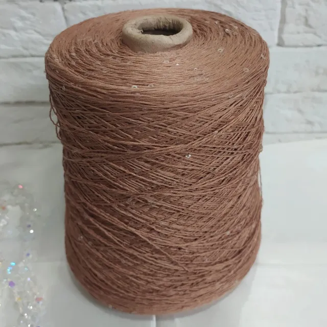 Пряжа D&C Yarns Paillux, с пайетками в бобинах, кемел/прозрачные
