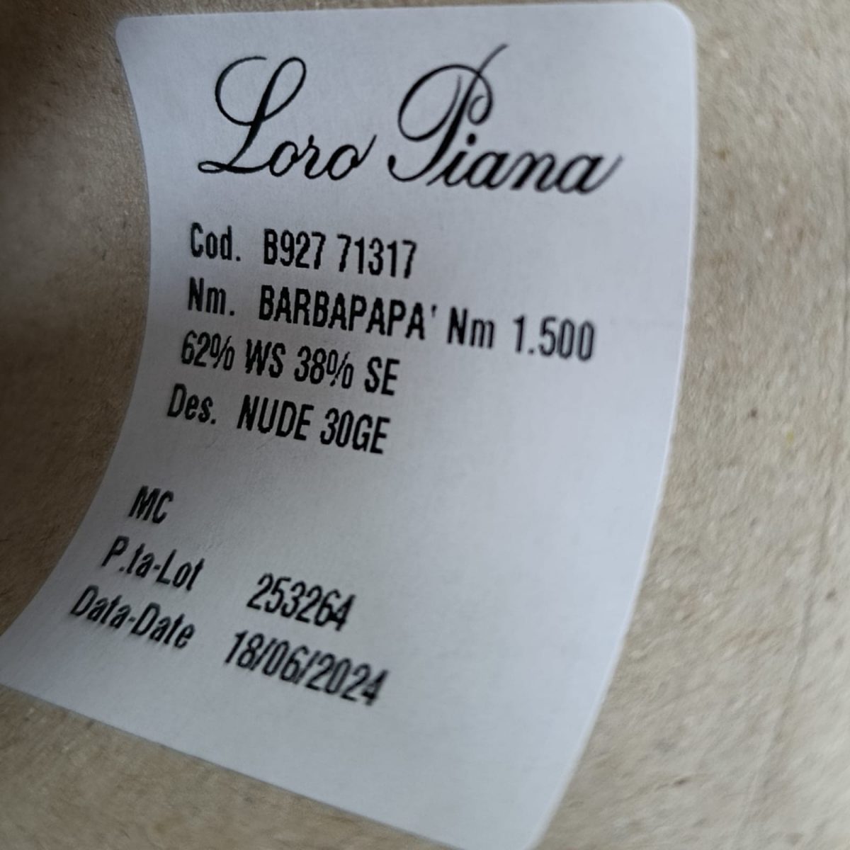 Пряжа Loro Piana Barbapapa, кашемир бобинный, нюд цвет нюд