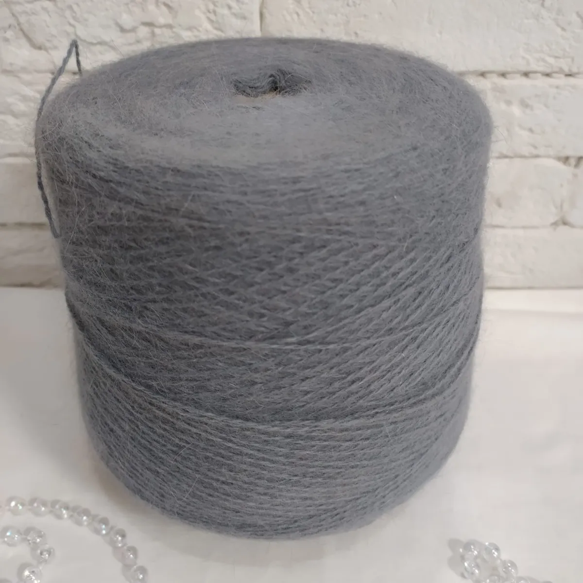 Пряжа Stock Yarn Italy Spiky 80, ангора бобинная, серый цвет серый